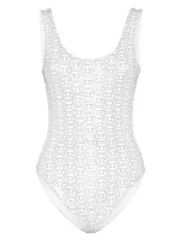 Купальник с монограммой Philipp Plein, белый