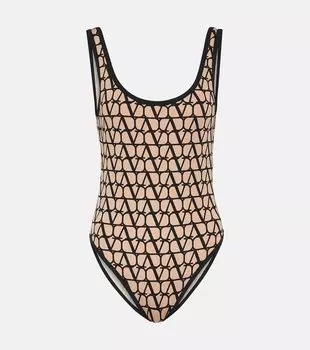Купальник с монограммой Valentino, нейтральный