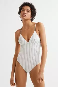 Купальник с мягкими чашечками H&amp;M, белый/теннисная полоска