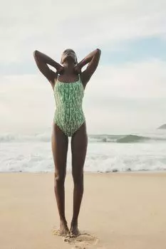 Купальник с мягкими чашками и высокой штаниной H&M, зеленый