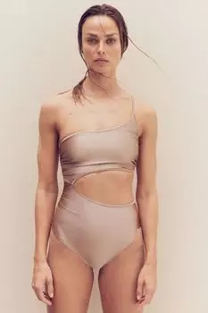 Купальник с мягкой чашечкой и вырезом H&M, бежевый