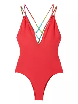 Купальник с открытой спиной и бретелями с принтом Iride PUCCI, красный