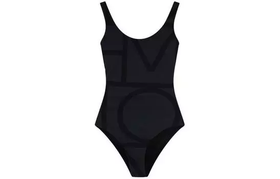 Купальник с открытой спиной и монограммой TOTEME, черный