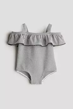 Купальник с открытыми плечами и оборкой H&M, мультиколор