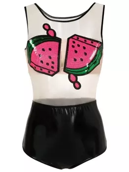 Купальник с пайетками и принтом Brigitte, черный