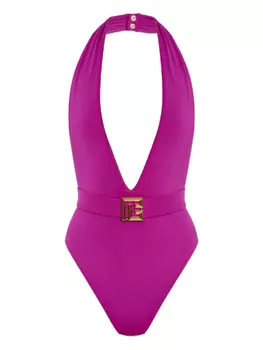 Купальник с поясом Balmain, фиолетовый