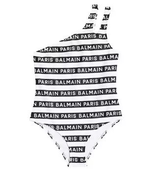 Купальник с принтом Balmain, черный