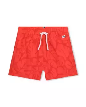 Купальник с принтом для мальчика и кулиской BOSS Kidswear, красный