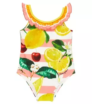 Купальник с рюшами и принтом для малышей Dolce&Gabbana, мультиколор