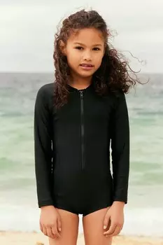 Купальник с шортами и длинными рукавами Next, черный