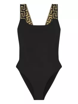 Купальник с узором Greca Versace, черный