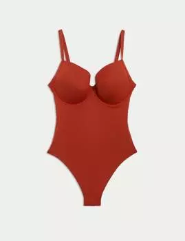 Купальник с V-образным вырезом и подкладкой из косточек Marks & Spencer, цвет Copper