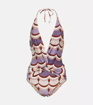 Купальник с винтажным принтом и волнами Adriana Degreas, мультиколор