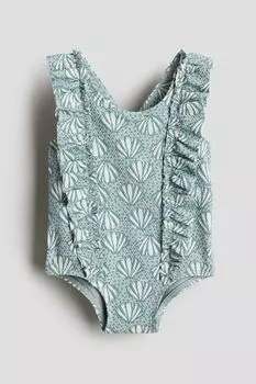 Купальник с воланами H&M, бирюзовый