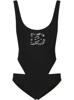 Купальник с вырезами и логотипом DG DOLCE & GABBANA, черный