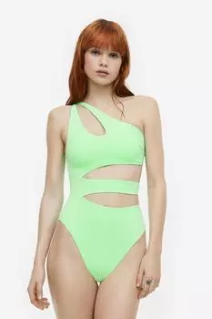 Купальник с вырезами на бедрах H&M, неоновый зеленый