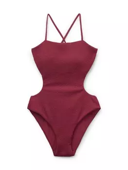 Купальник с высоким воротом CALZEDONIA Refined 3D, бордовый