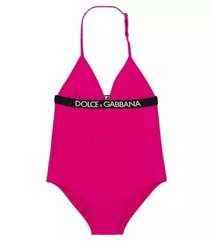 Купальник с завязками на шее и логотипом Dolce&Gabbana, розовый