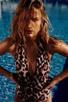 Купальник с животным принтом ZARA, леопардовый