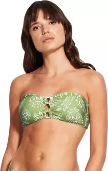 Купальник Seafolly Folklore Bandeau Bra, цвет Green Tea