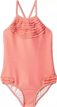 Купальник Seafolly Kids Sweet Summer Rib Frill Tank One-Piece, цвет Pink Punch