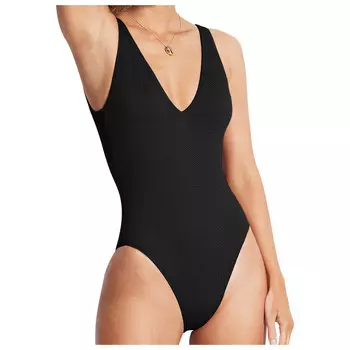 Купальник Seafolly Women's Sea Dive Deep V Neck One Piece, черный