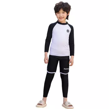 Купальник Shark Bart для мальчиков и девочек, брюки с длинными рукавами, милый и игривый цвет, соответствующий японским и корейским мальчикам, черно-белый, M-3XL SBART