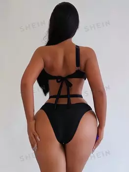 Купальник Shein Swim Bae с вырезом, черный