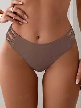 Купальник Shein Swim Basics с вырезами, коричневый