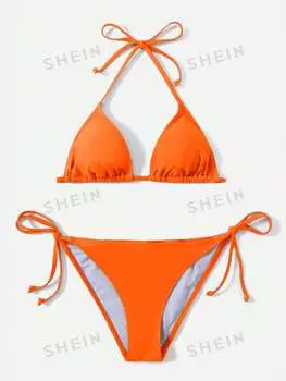 Купальник Shein Swim Vcay с текстурой, оранжевый