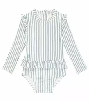 Купальник sille в полоску с рашгардом Liewood, зеленый