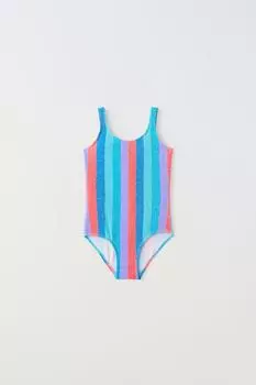 Купальник слитный Zara Striped Shimmery, разноцветный