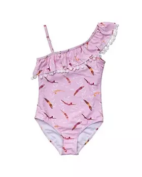 Купальник Snapper Rock Diving Diva One с оборками на плечах, розовый