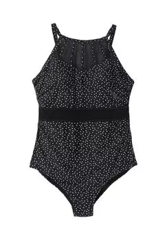 Купальник со вставкой из полупрозрачной сетки sheego, цвет Schwarz Gepunktet