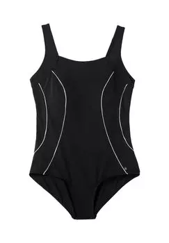 Купальник со вставкой из сетки Power Mesh и регулируемыми бретелями sheego, цвет Schwarz-Wei