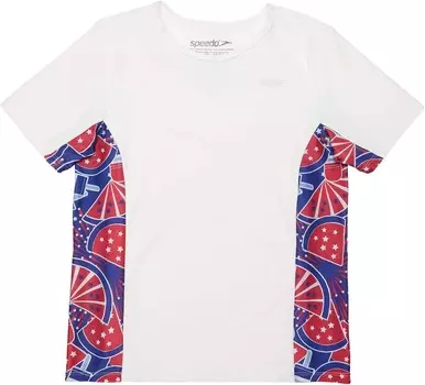 Купальник Speedo Kids Short Sleeve Printed Splice Rashguard, цвет Speedo Red