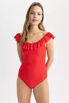 Купальник стандартного кроя Fall In Love DeFacto, красный