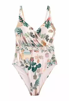 Купальник TALL FIT - PLAITED TUMMY CONTROL PLUNGE Next, розовый