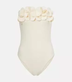 Купальник Tess с цветочными аппликациями Karla Colletto, кремовый