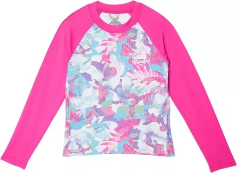 Купальник The North Face Kids Printed Amphibious Long Sleeve Sun Tee, цвет Linaria Pink Youth Tropical Camo Print