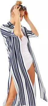Купальник Tommy Bahama Tan Lines Stripes Midi Duster, цвет Mare Navy/White