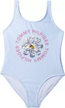 Купальник Tommy Hilfiger Kids Daisy Sequin One-Piece, цвет Blue Bell