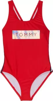 Купальник Tommy Hilfiger Kids Taping 85 One-Piece Swimsuit, цвет Chinese Red