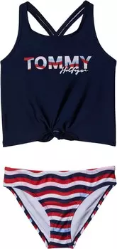 Купальник Tommy Hilfiger Kids Wave Print Tankini Two-Piece, цвет Navy Blazer