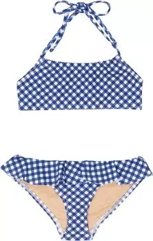 Купальник Toobydoo Gingham Ruffle Bandeau Bikini, темно-синий
