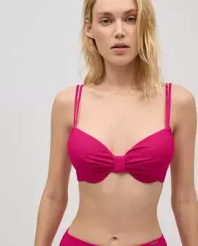 Купальник-топ с утягивающей чашкой D и регулируемыми бретелями из ткани пике Ysabel Mora, розовый