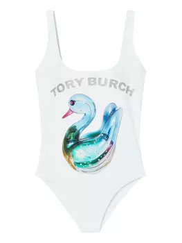 Купальник Tory Burch Lucky Duck с принтом, белый