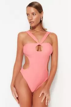 Купальник Trendyol без бретелек, розовый