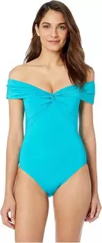 Купальник Trina Turk Getaway Solids Twist Bandeau One-Piece, цвет Turquoise