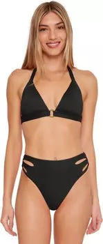 Купальник Trina Turk Monaco Ring Front Halter, черный